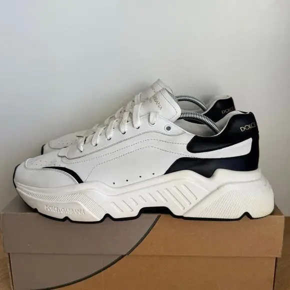 Dolce & Gabbana Daymaster White/Black Men Leather Sneakers - SZ 11